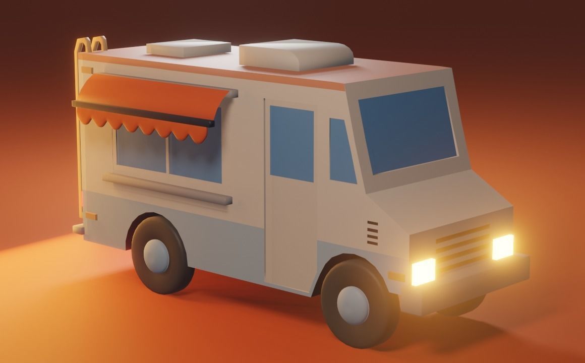 Food Truck Low-poly 3D model_2
