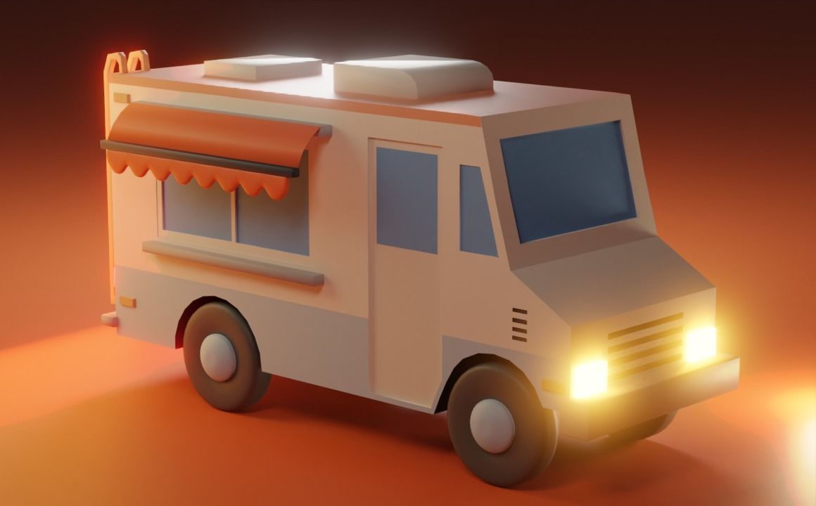 Food Truck Low-poly 3D model_4