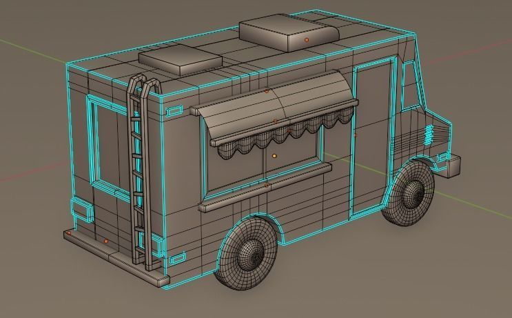 Food Truck Low-poly 3D model_8