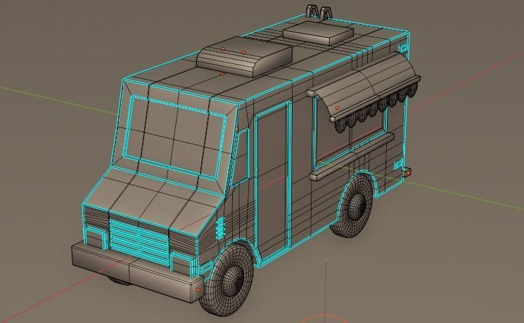 Food Truck Low-poly 3D model_6