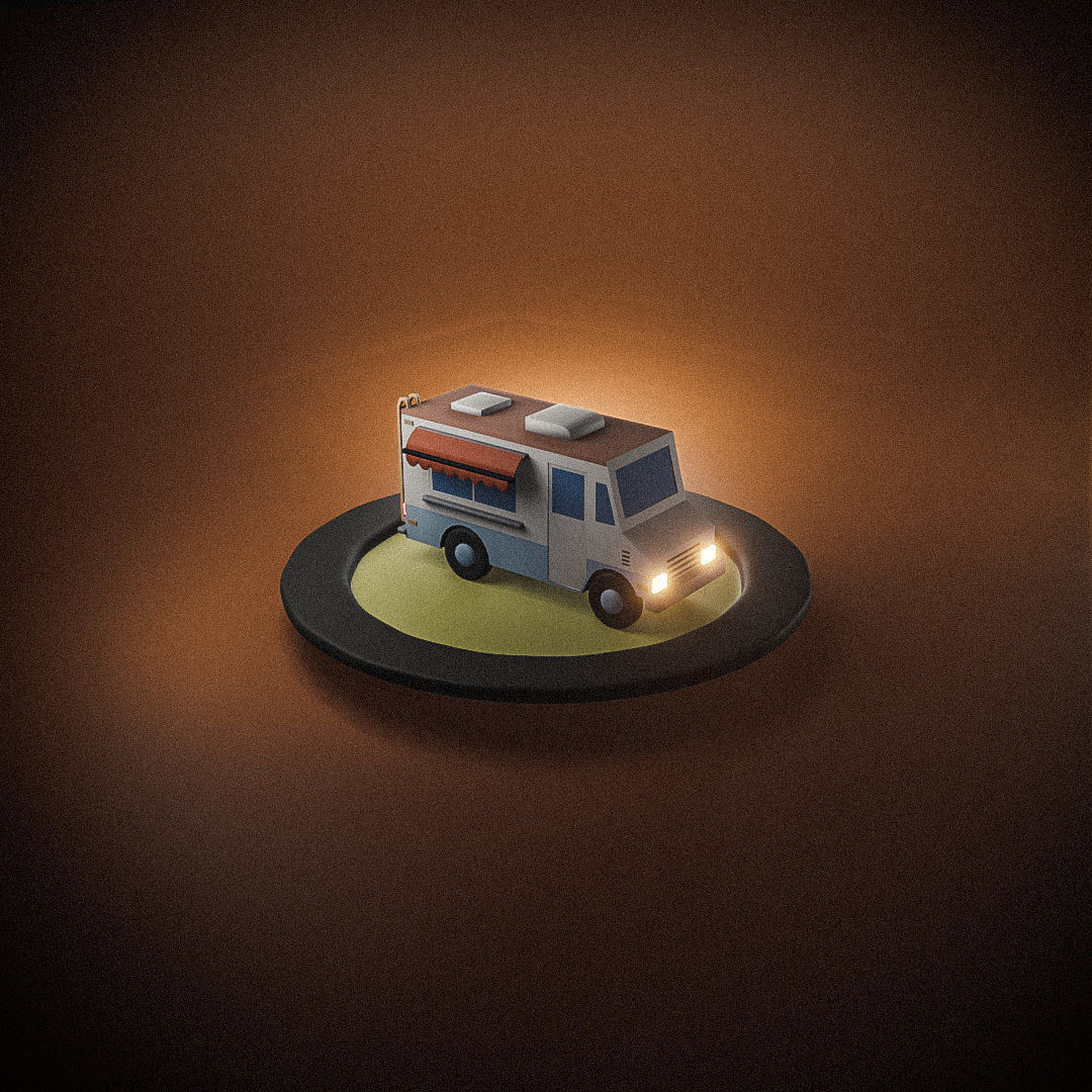 Food Truck Low-poly 3D model_3