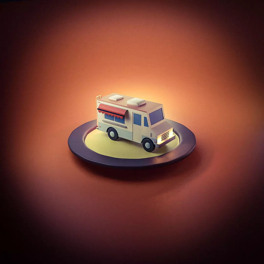 Food Truck Low-poly 3D model_0