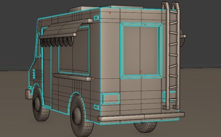 Food Truck Low-poly 3D model_7