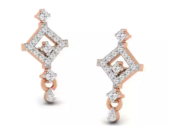 Women drop earrings 3dm render detail