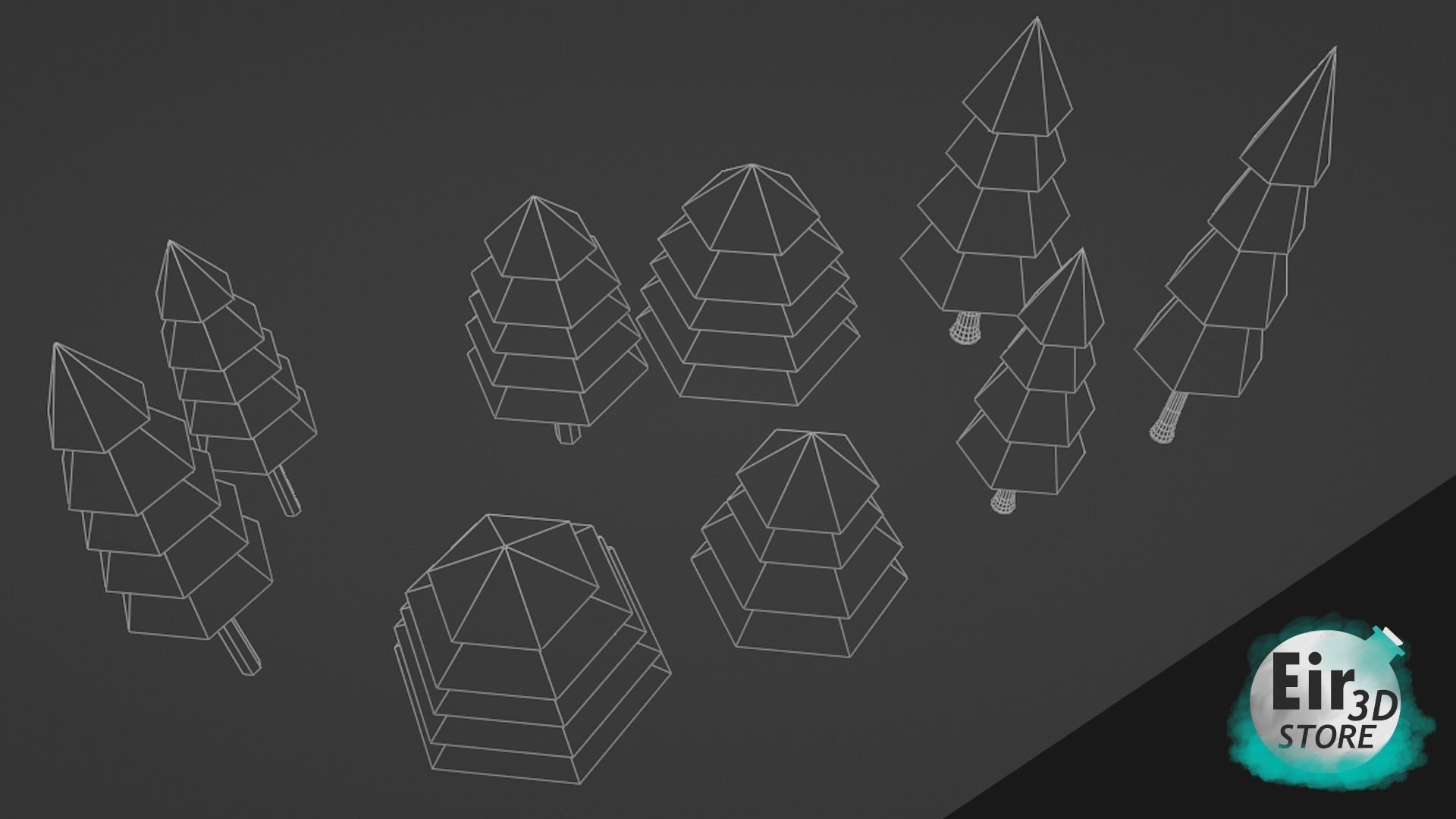 Lowpoly Pine Tree Pack Low-poly 3D model_2