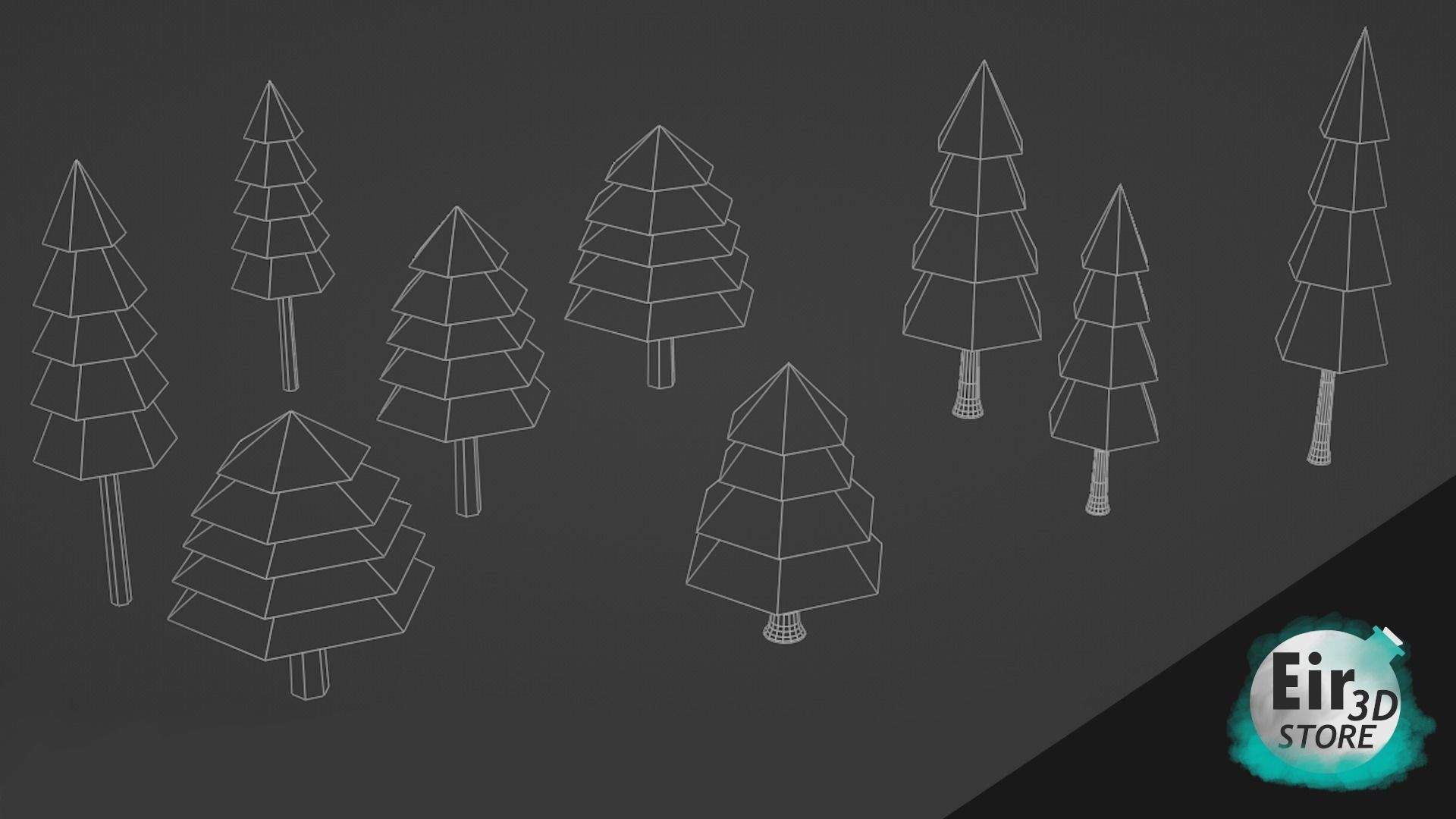 Lowpoly Pine Tree Pack Low-poly 3D model_3