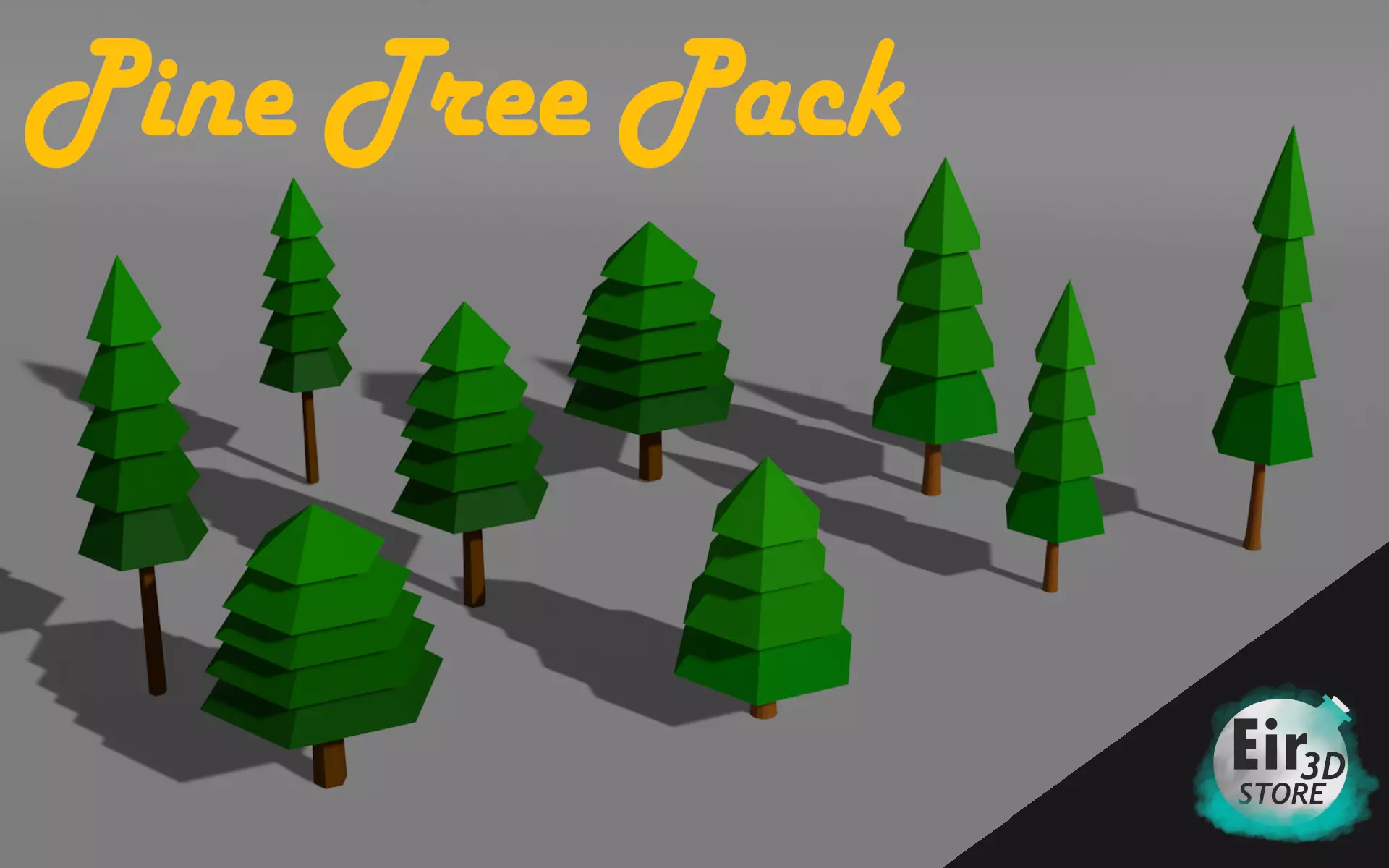 Lowpoly Pine Tree Pack Low-poly 3D model_0