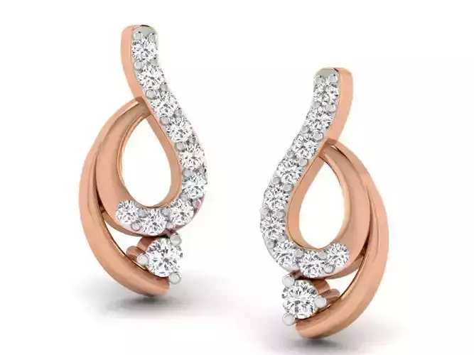 Women studs earrings 3dm render detail