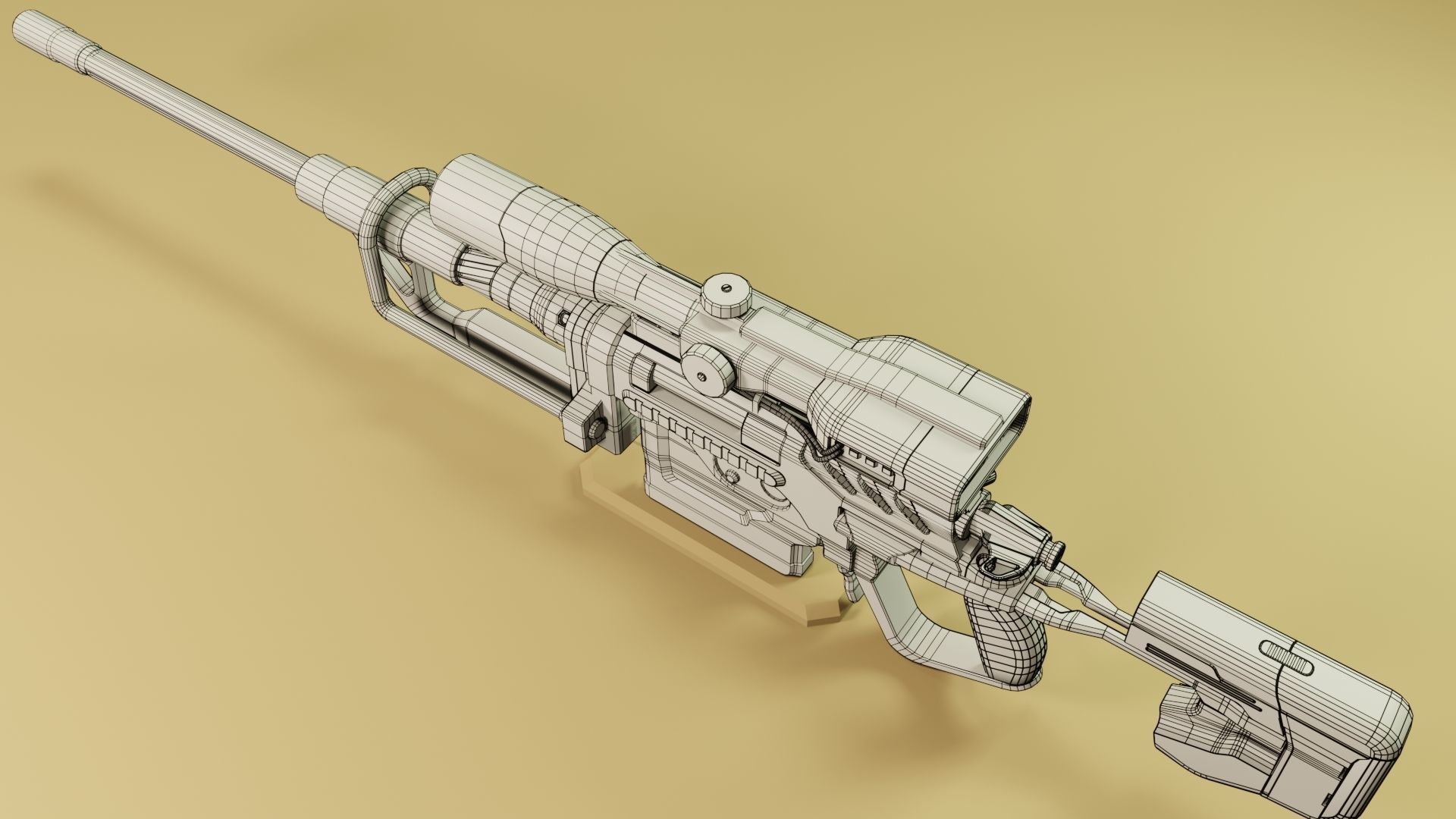 Sci-fi gun Low-poly 3D model_4