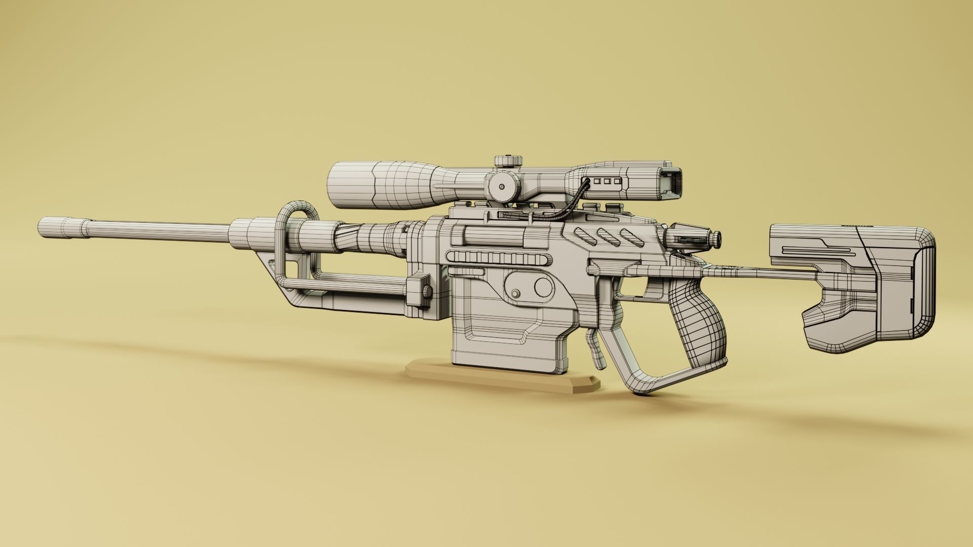 Sci-fi gun Low-poly 3D model_3