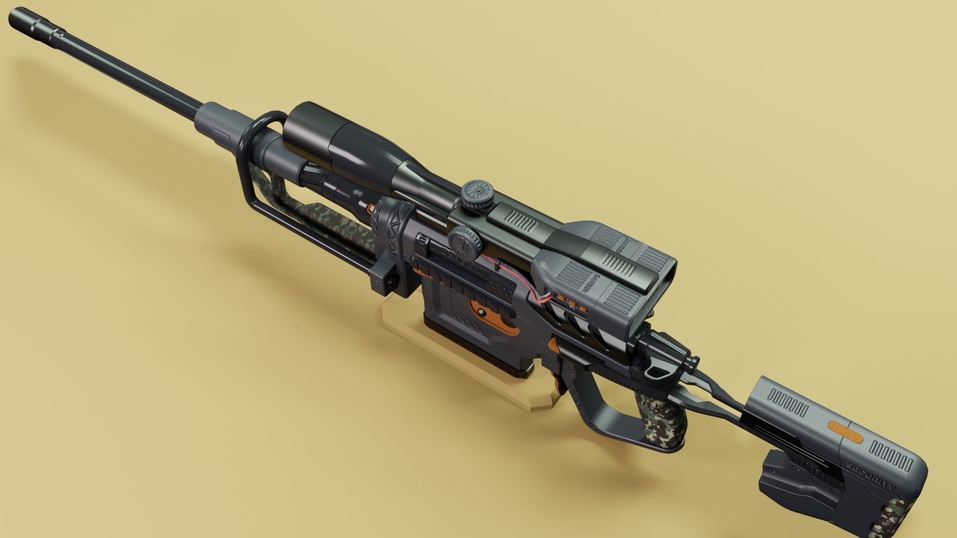 Sci-fi gun Low-poly 3D model_2