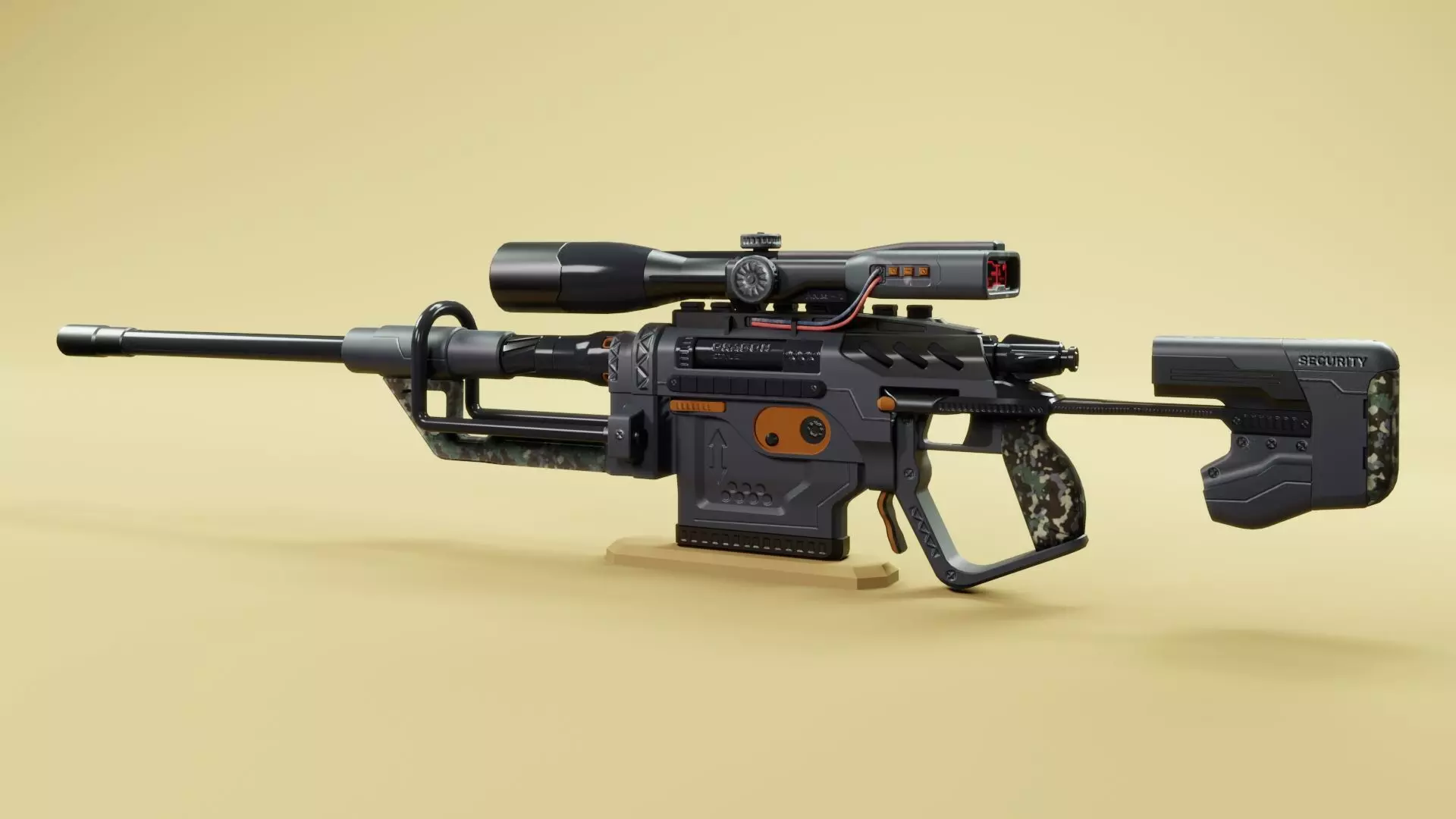 Sci-fi gun Low-poly 3D model_0