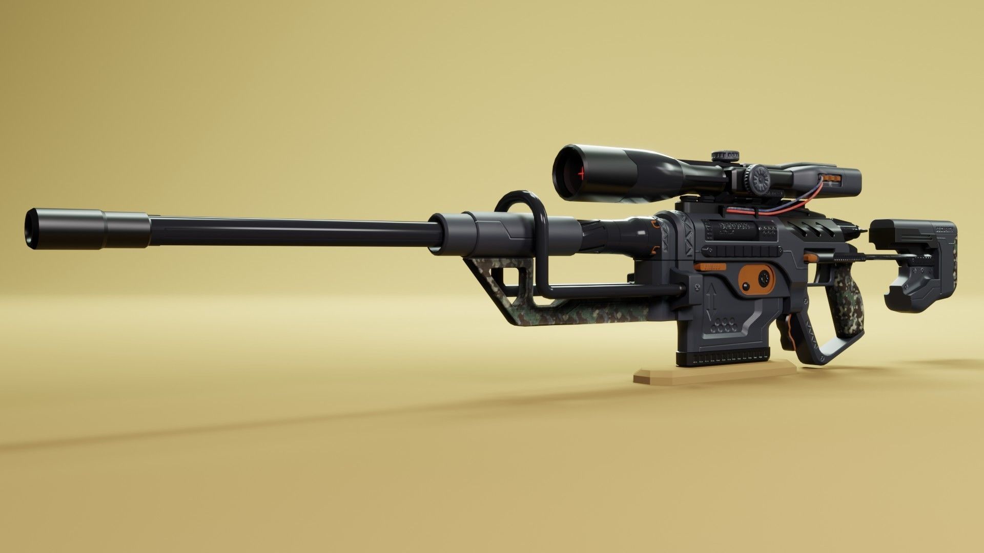 Sci-fi gun Low-poly 3D model_1