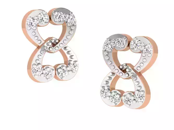 Women studs earrings 3dm render detail