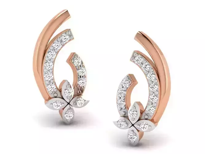 Women studs earrings 3dm render detail