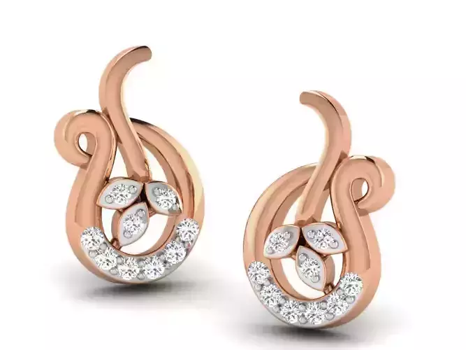 Women studs earrings 3dm render detail