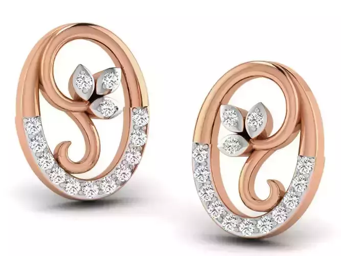 Women studs earrings 3dm render detail