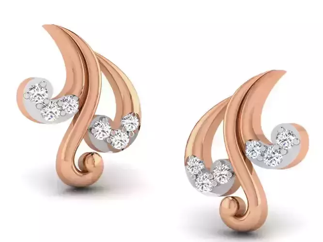 Women studs earrings 3dm render detail