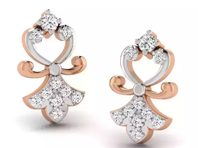 Women studs earrings 3dm render detail