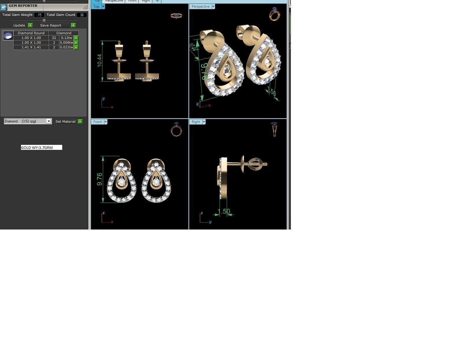 Women studs earrings 3dm render detail 3D print model_2