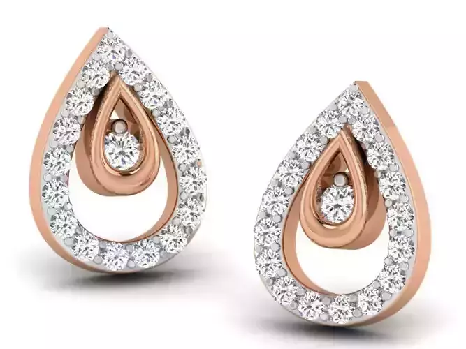 Women studs earrings 3dm render detail