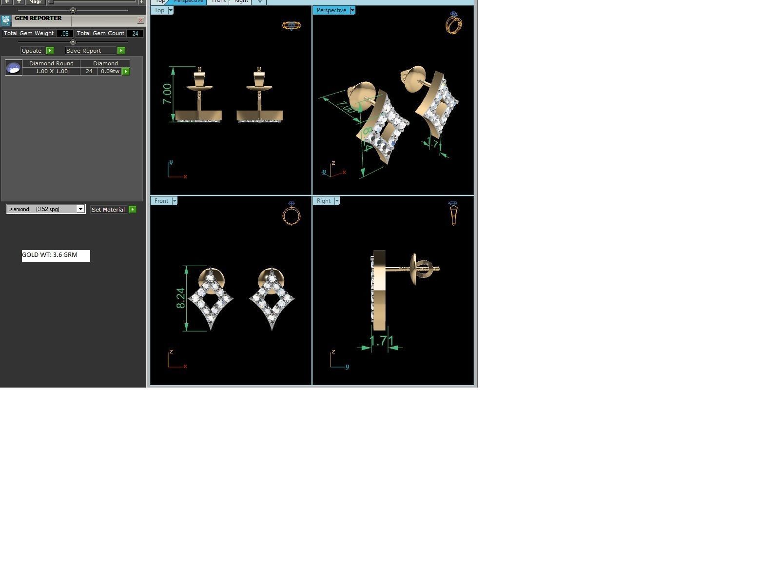 Women studs earrings 3dm render detail 3D print model_2