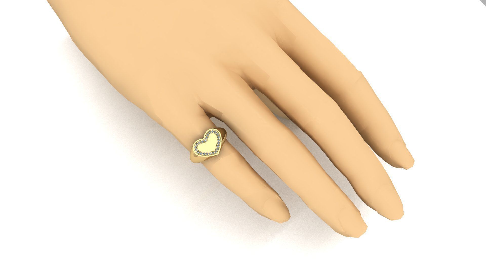 Anel chancela coracao  3D print model_1