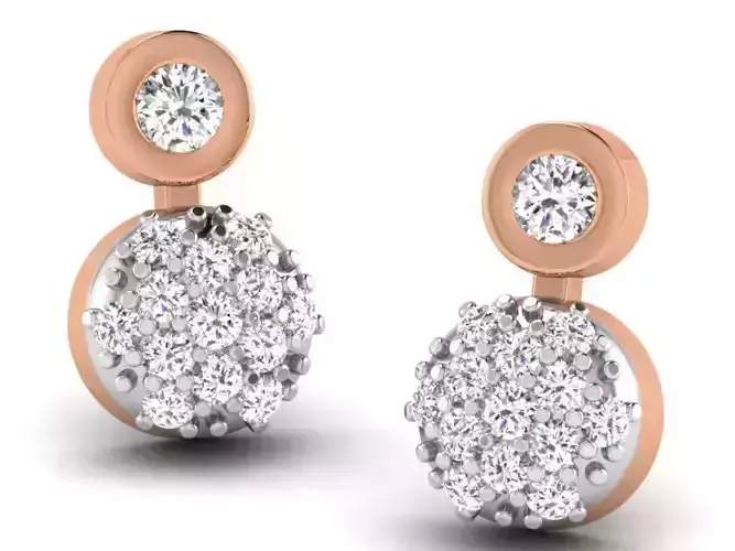 Women studs earrings 3dm render detail