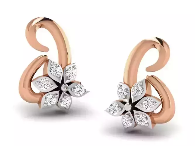 Women studs earrings 3dm render detail