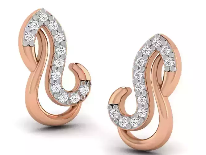 Women studs earrings 3dm render detail