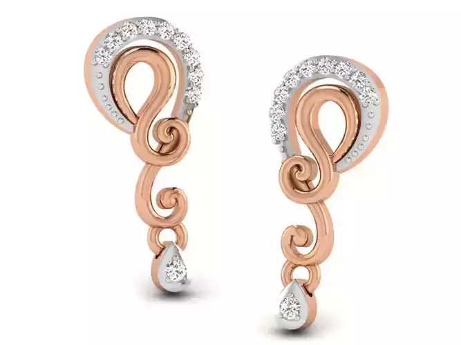 Women studs earrings 3dm render detail