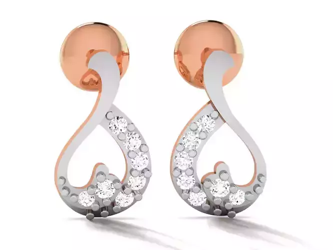 Women studs earrings 3dm render detail