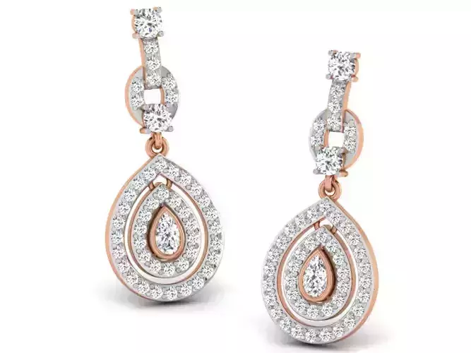 Women long earrings 3dm render detail