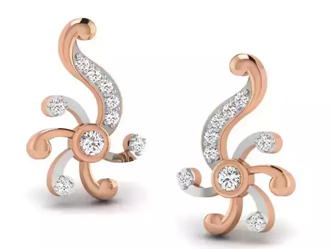 Women studs earrings 3dm render detail