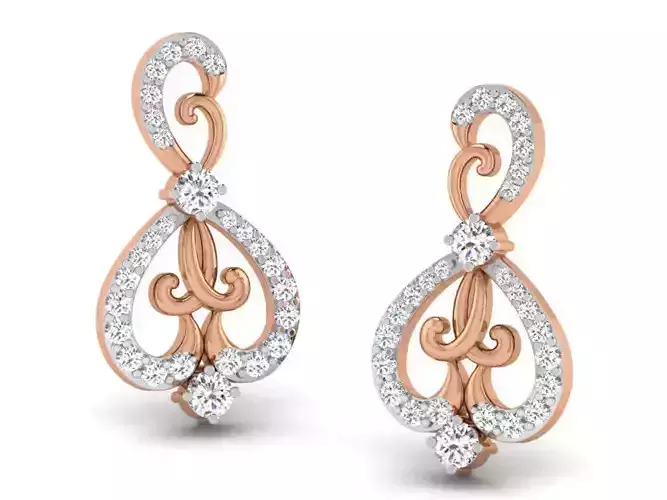 Women studs earrings 3dm render detail