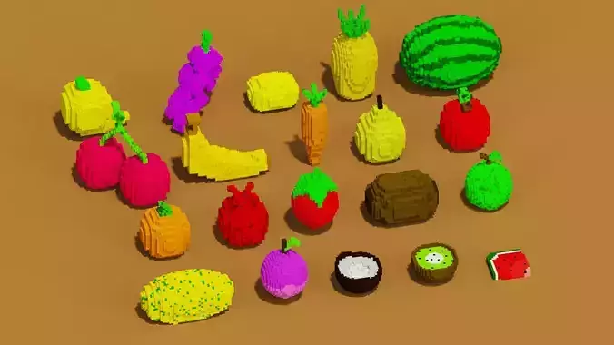 Fruit Asset Pack - low poly fruit model - Voxel Art