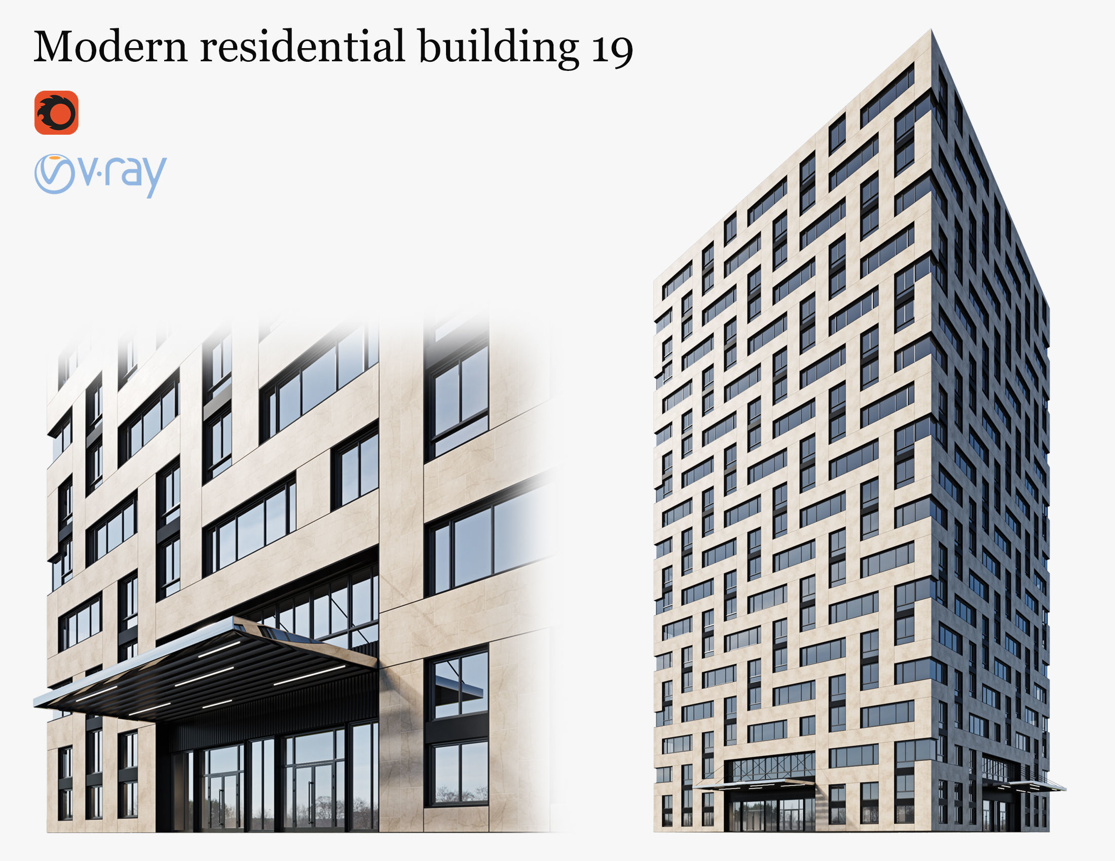 Modern residential building 19 3D model | CGTrader