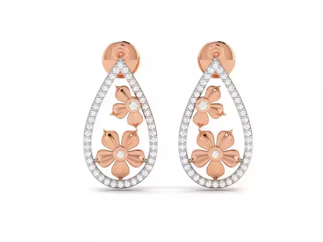 Women studs earrings 3dm render detail