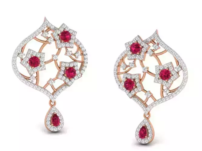 Women studs earrings 3dm render detail