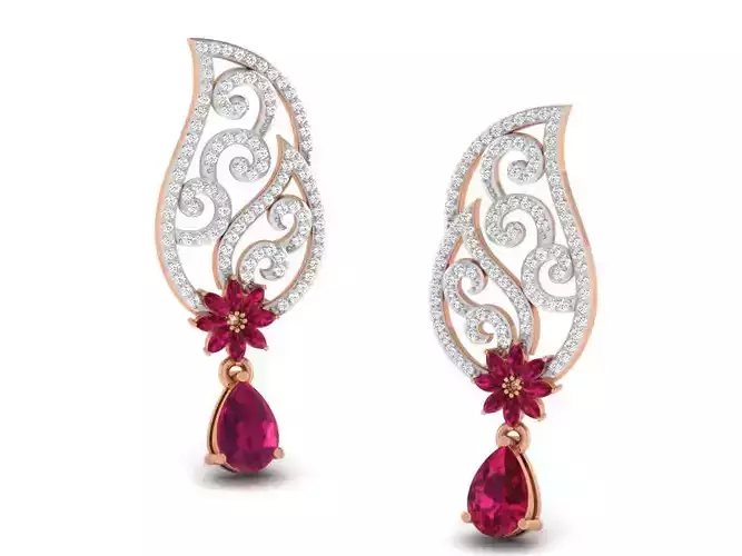 Women studs earrings 3dm render detail