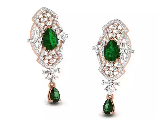 Women drop earrings 3dm render detail