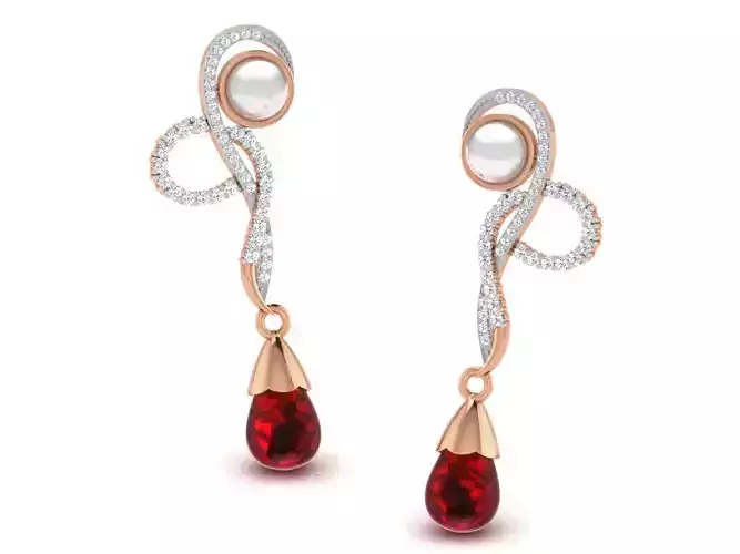 Women drop earrings 3dm render detail