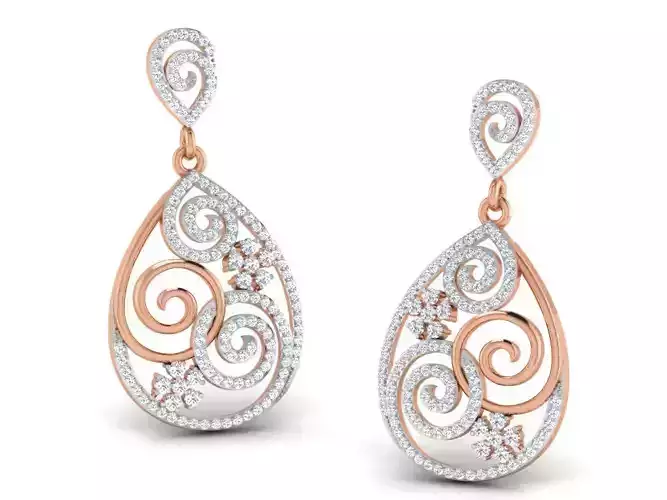 Women long earrings 3dm render detail