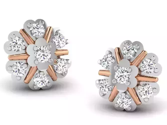 Women studs earrings 3dm render detail