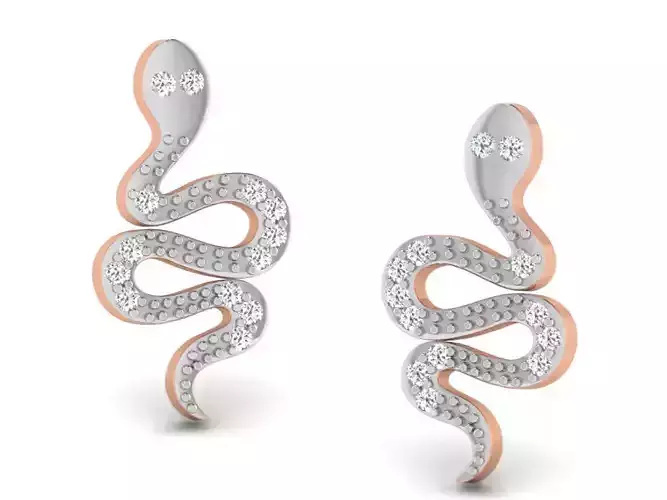 Snake Reptile Women studs earrings 3dm render detail