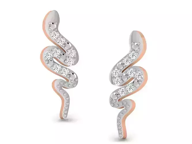 Snake Women studs earrings 3dm render detail