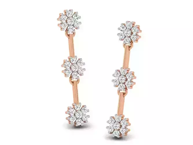 Women long earrings 3dm render detail