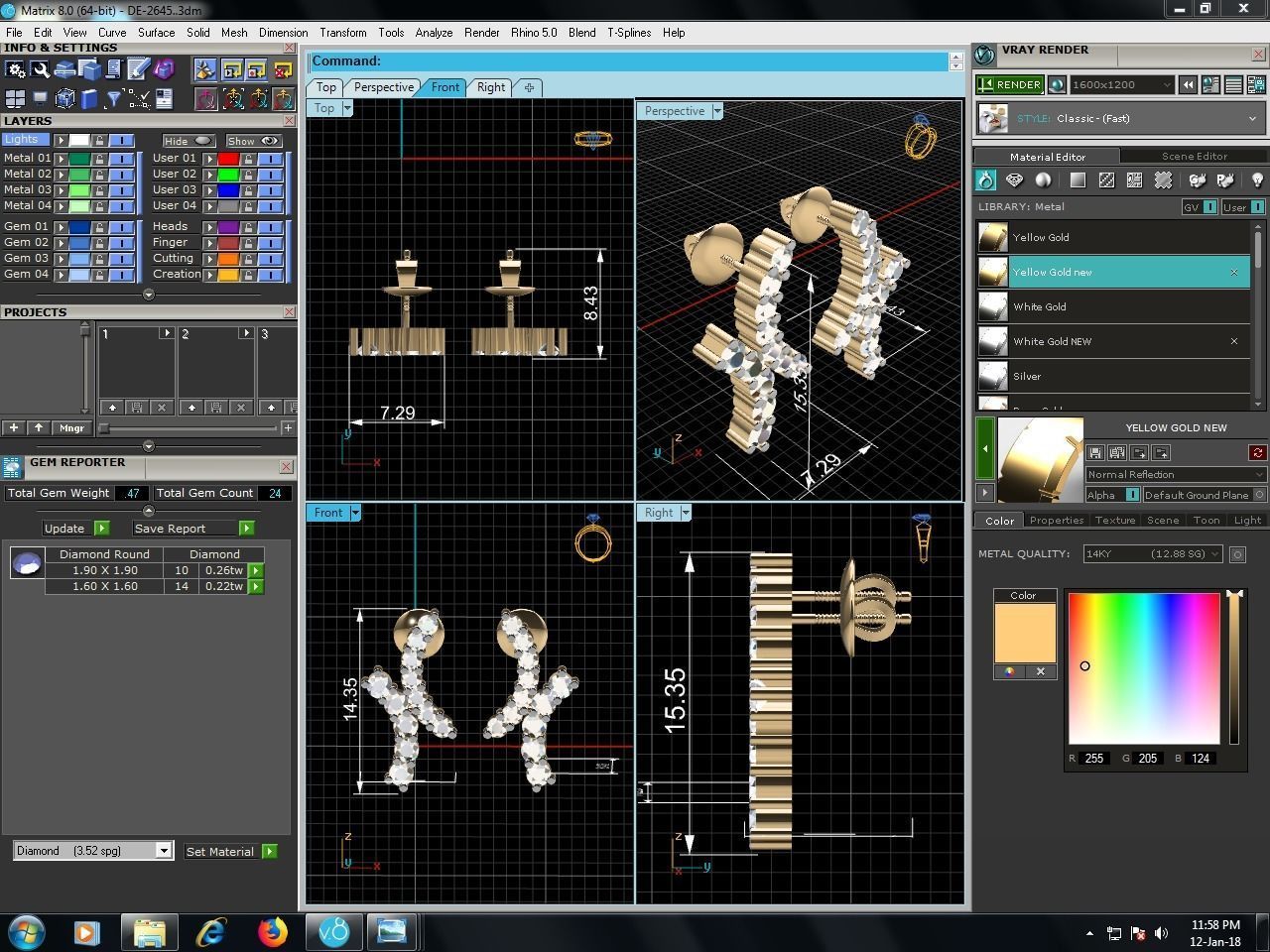 Women studs earrings 3dm render detail 3D print model_1