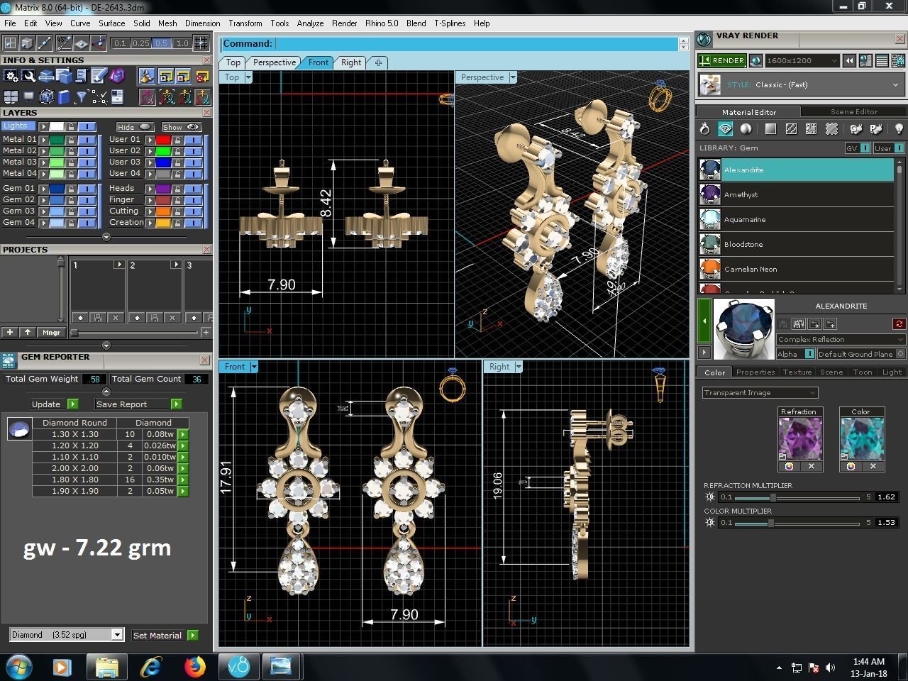Women drop earrings 3dm render detail 3D print model_1