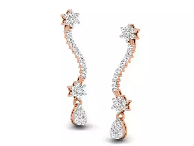 Women long earrings 3dm render detail